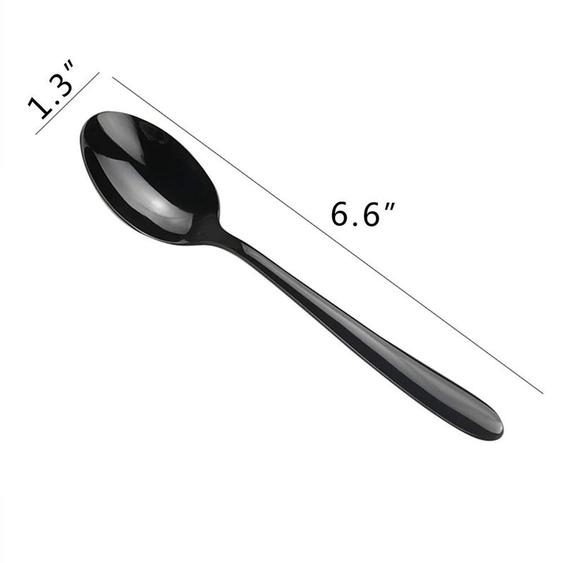 Vababa 16-Piece Stainless Steel Dessert Spoons  6.6 Inches  Black - Image 2